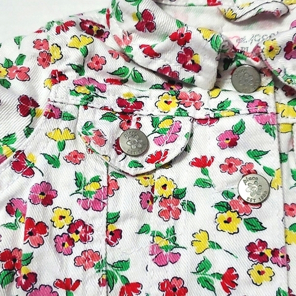 Children's Place White Pink Floral Baby Jean Jacket - Picture 4 of 10